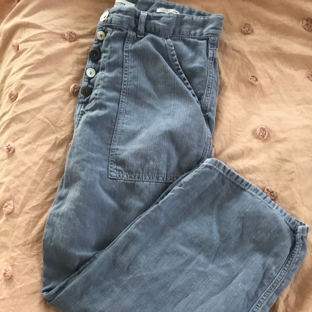 Wide leg button fly soft denim